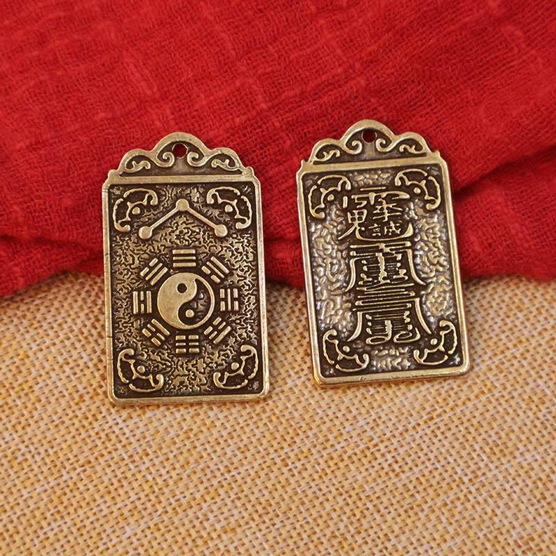 1Pc 2024 Year Of The Dragon Tai Sui Fu Dragon Year Card Pendant Brass Keychain Feng Shui Zodiac Peace Protect Body Pendant