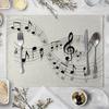 Льняные салфетки под тарелку на обеденный стол, салфетки с нотами, модные мультяшные салфетки для стола, кухонные салфетки