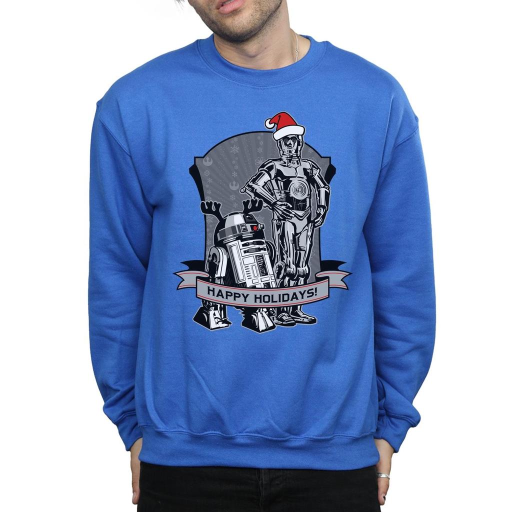 Star Wars Mens C-3PO And R2-D2 Christmas Holidays Sweatshirt
