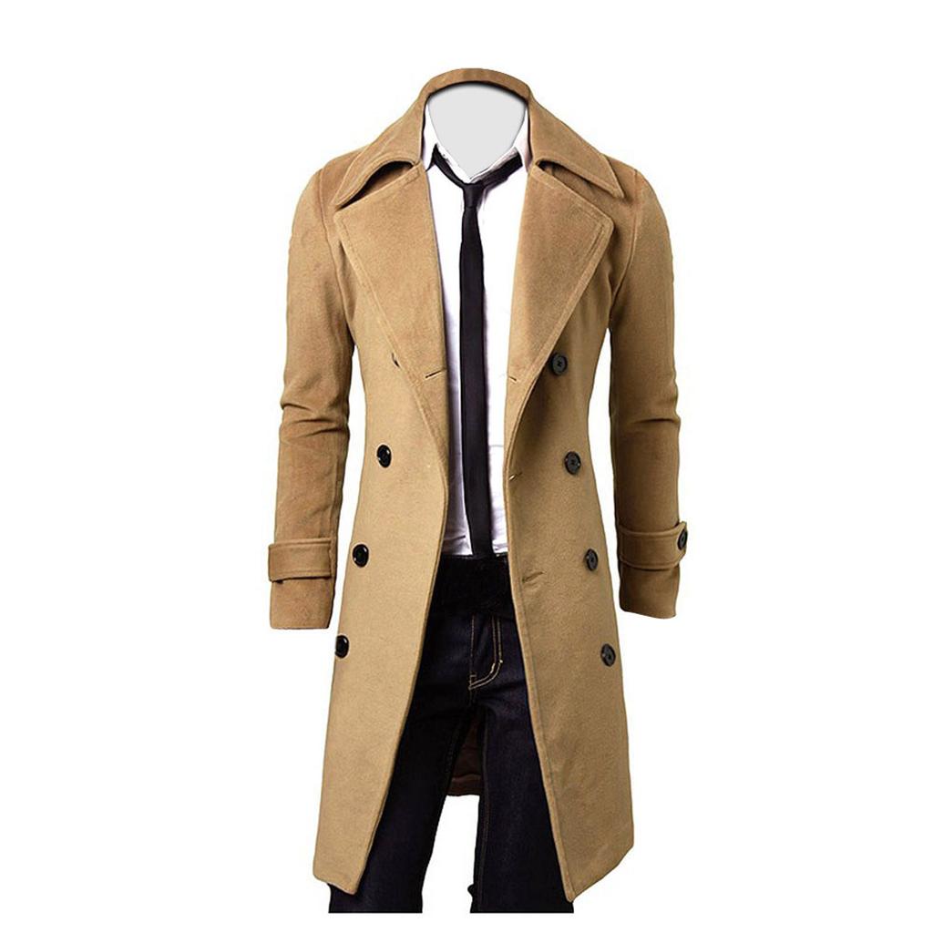 Winter Men Slim Stylish Trench Coat Double Breasted Long Jacket Coat