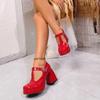 Women Pumps Designer Platform Mary Jane Shoes for Women Fashion Elegant Double Buckle Thick Heel Shoes Party High Heels Shoes