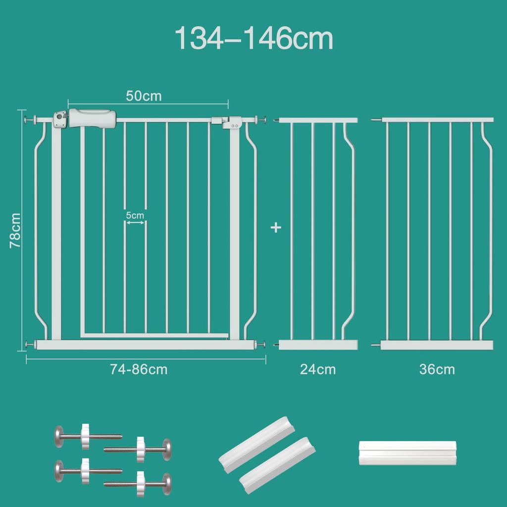 Fairy Baby Baby Mounts 78cm Tension Openable Expandable White Gate, 134-146cm Wide, High, Stair-Mountable, Type, Auto-Close Function, Gate,