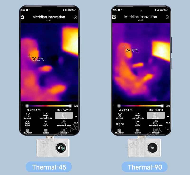 Инфракрасная тепловизионная камера USB Type-C с полем зрения 45°/90°, поддержкой фото и видео