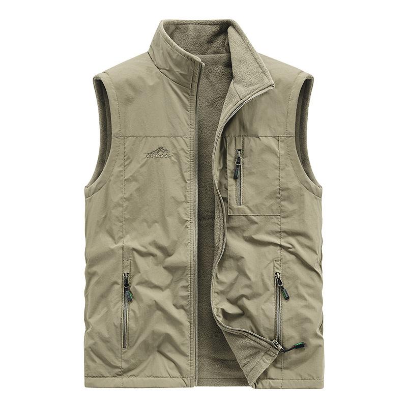 Men's Outdoor Double-sided Vest Autumn New Multi-pocket Youth Loose Vest Work Casual Jacket