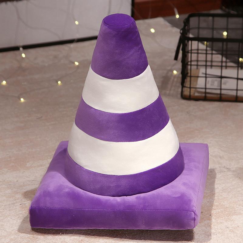 Adorable Traffic Cone Shaped Plush Pillow Versatile Decorative Cushion For Any Room