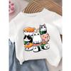 Adorable Cat Sushi Cartoon Print Kid T-Shirt Soft Round Neck with Fun Food Design for Summer Casual Children Wear Clothing