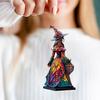 Halloween Pendant Acrylic Witch Fairy Hanging Ornaments Colorful Butterfly Wings Pendant for Car Bag Halloween Decor