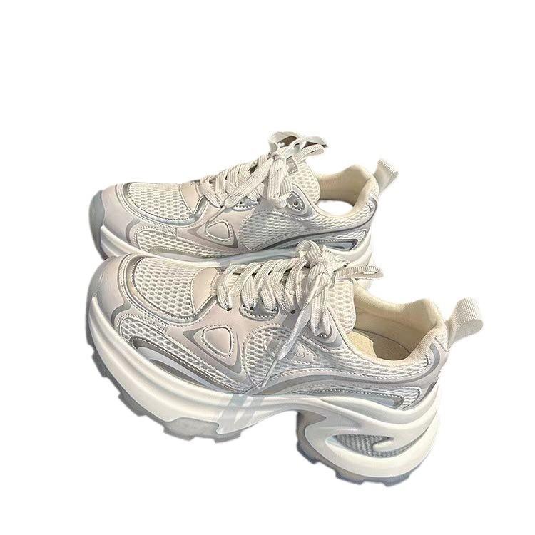Чжао Рут серебристые кроссовки на высокой платформе в стиле папа, женские дышащие сетчатые легкие повседневные новые спортивные туфли