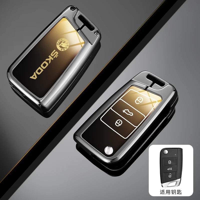 Car Sticker For Skoda Octivia Superb Fabia 1 2 Octavia A7 RS Superb Rapid Yeti Karoq Vision Zinc Alloy Car Remote Key Fob Case C NL6