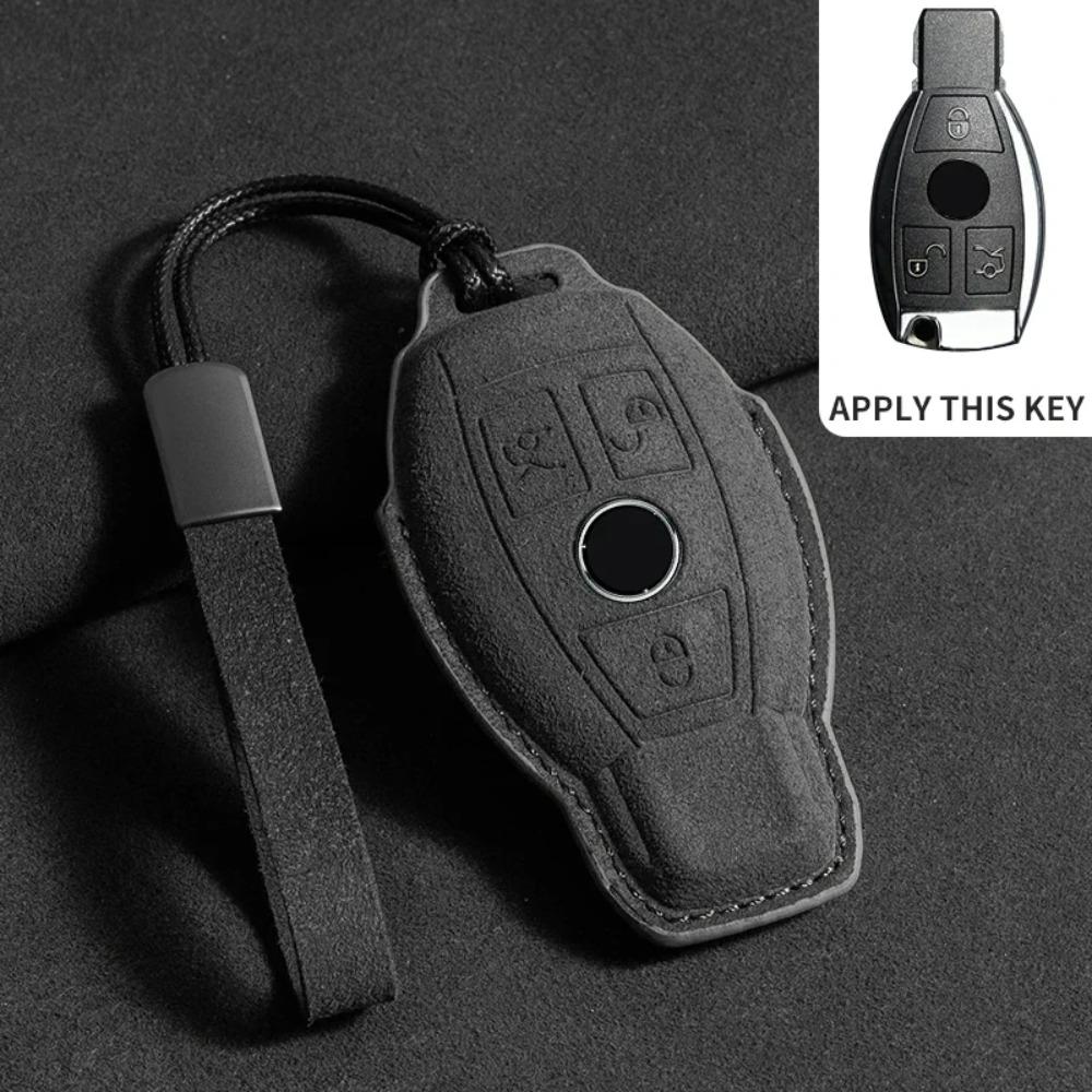 Suede Leather Car Key Case for Mercedes Benz E Class W213 W205 E200 E260 E300 E320 AMG CLA 2019 2020 Remote Fob Shell Case