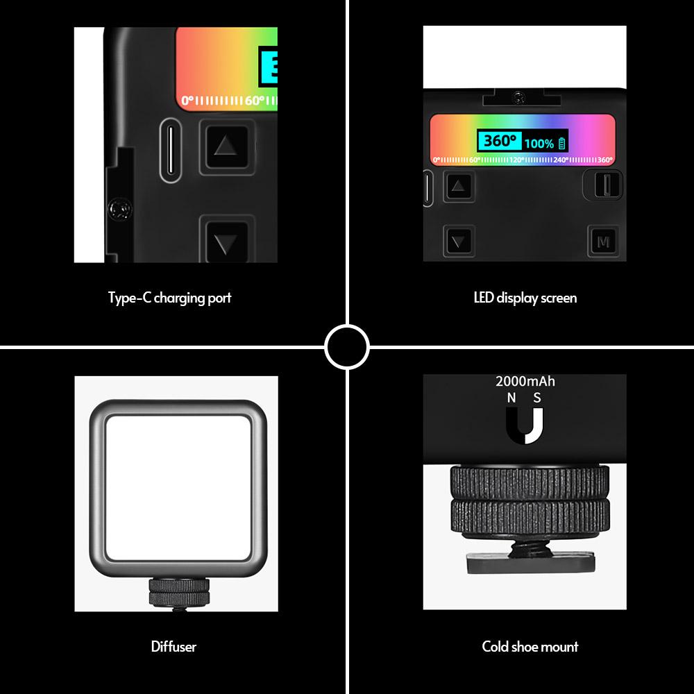Andoer N69 RGB светодиодный светильник для видеосъемки, портативный заполняющий светильник для фотосъемки, 60 шт., очень яркая лампа, бусины CRI