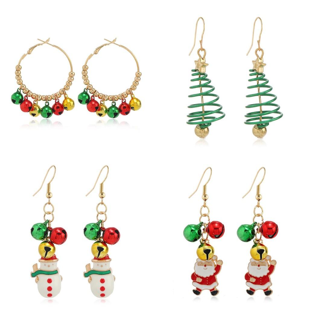 Праздничные рождественские серьги со снежинкой и колокольчиком для женщин, праздничный аксессуар, подарок