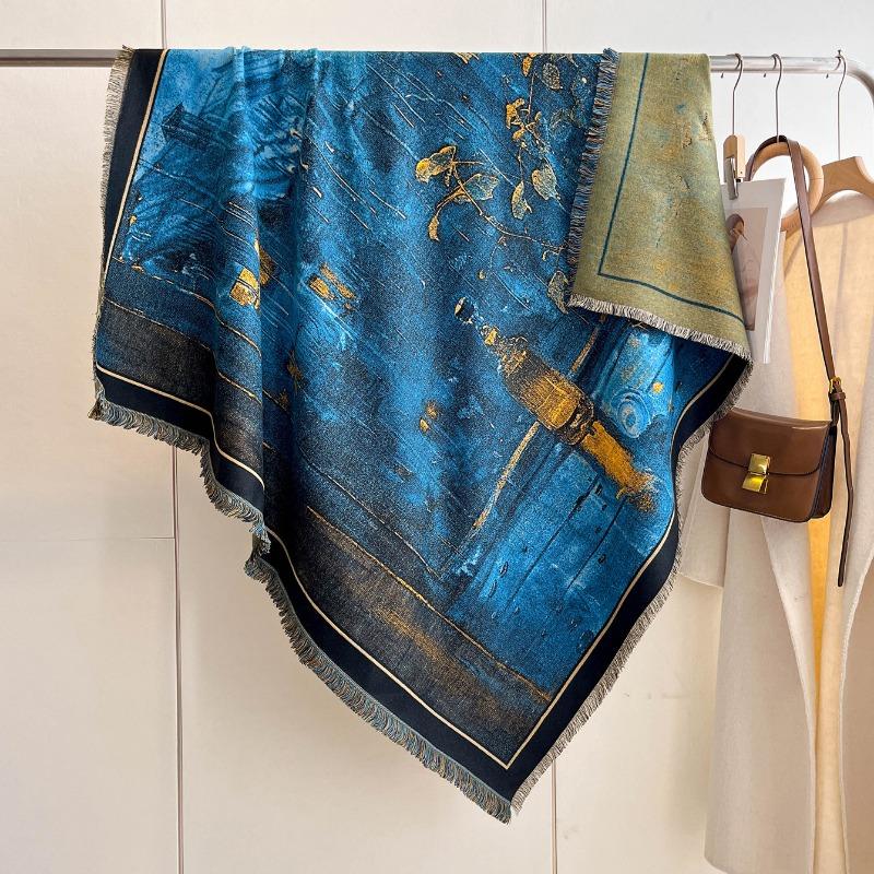 Premium Scarf 140 Square Scarf Wukong Great Sage Autumn and Winter Car Blanket Soft Waxy Shawl Gift