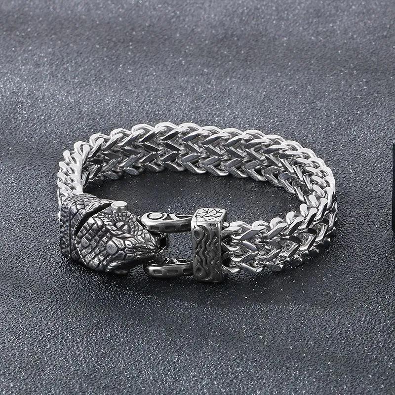 Змея Натал Украшения Нордический Викинг Голова Змеи Цепочка с Лицевой и Обратной Стороной Мужской Браслет в Подарок Друзьям