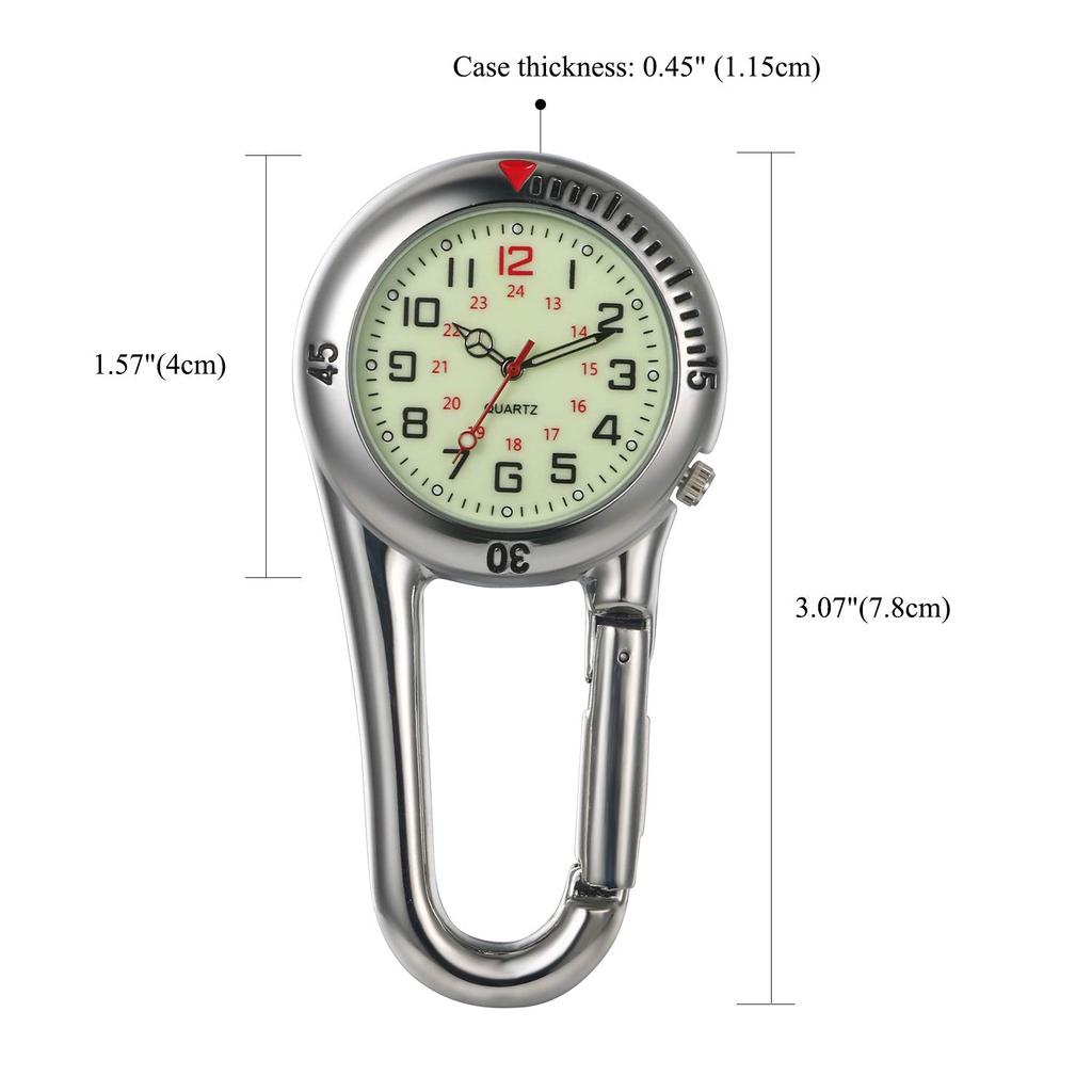 Часы JEWELRYWE с карабином, светящиеся аналоговые водонепроницаемые, с клипсой для альпинистской сумки, спортивные часы, популярный модный аксессуар