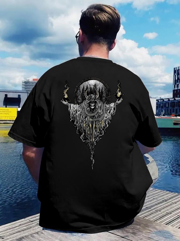 Vintage Rock Band Graphic T-shirt - "Stray Cat" Design with Skull & Roses