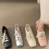 Gentle Ballet Style Soft-soled Flat-soled Single Shoes Women's 2025 New Square-headed Fairy Lace-up Little White Shoes Grandma Shoes