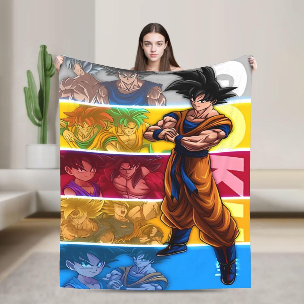 Warm Soft Blankets Boy Girl Epic Multi-Character D-Dragon B-Ball Manga Throw Blanket Flannel Bedspread For Home Decor Bed Cover