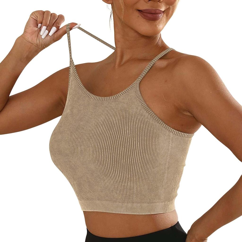 Женские однотонные спагетти с тонкой лямкой Racerback для тренировок, йоги, тренажерного зала, фитнеса, спортивные топы