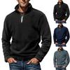 Men's Solid-color Casual Fleece And Pile Warm Jacket, Men's Stand-up Collar One-third Zipper Pullover Hoodie