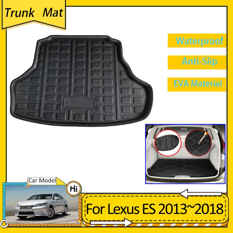 Car Trunk Mats for Lexus ES 350 ES300H Hybrid 2013~2018 Waterproof Cargo Boot Liner Tray Pads Protective Carpet 2014 Accessories