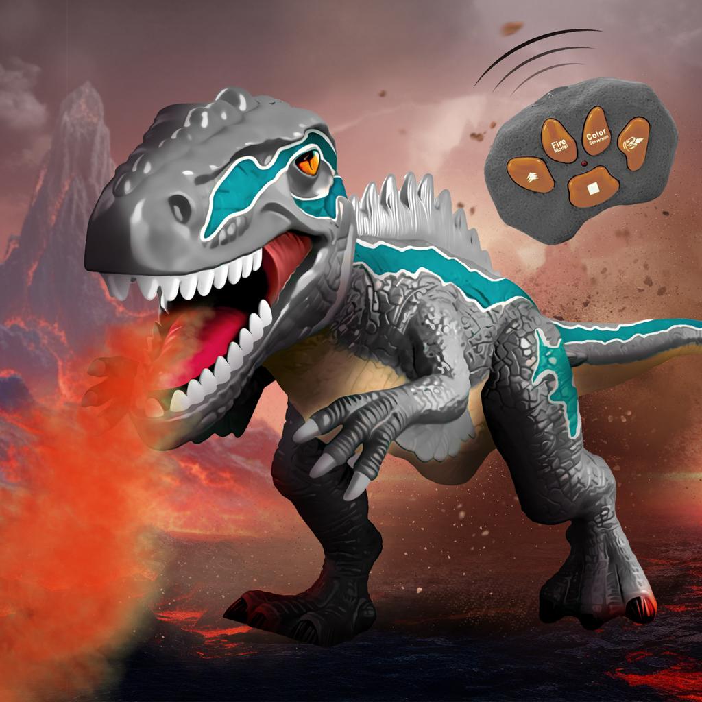 Дистанционное управление Динозавр Спрей Велоцираптор Моделирование Электрическая Игрушка Модель Свет Звук Ходьба Спрей