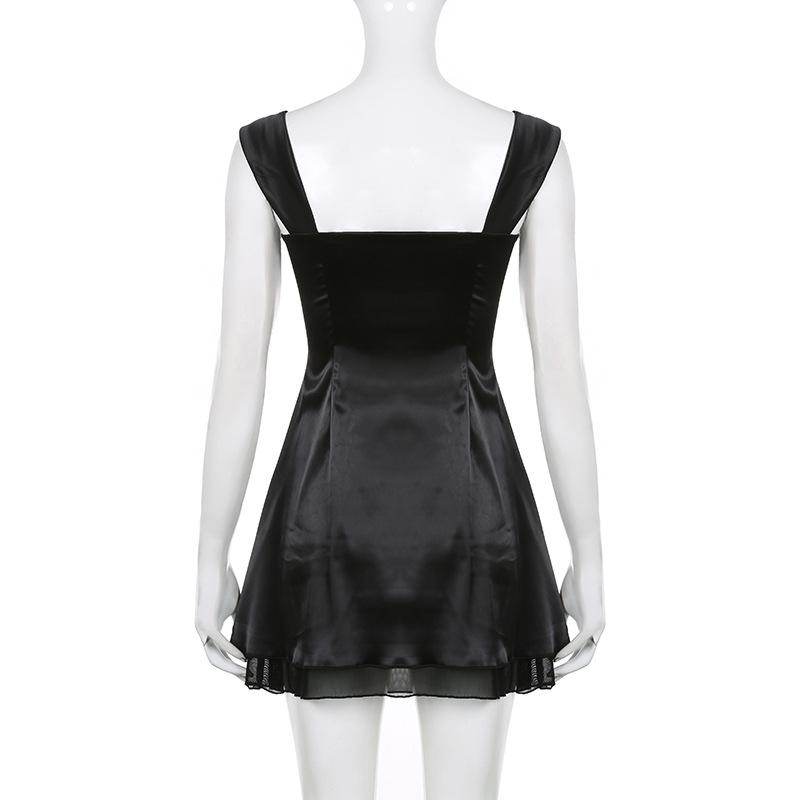 WTEMPO Бренд Pure Desire Style Mesh Splice Sling Dress Модные сексуальные платья спереди и сзади с заниженной талией Slim Spicy Girl