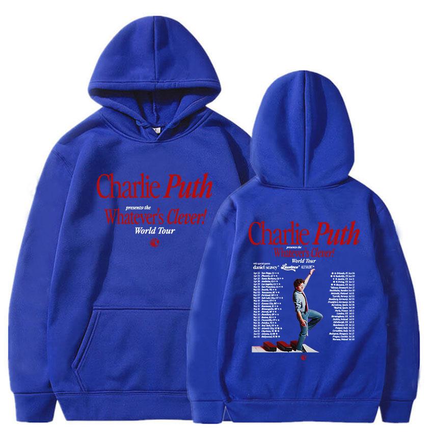 Charlie Puth Whatever's Clever! World Tour 2026 Hoodies Long Sleeve Male Hooded Sweatshirt Casual Design Graphic Pullovers