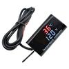 DC 12V 0,28 дюйма Двойной дисплей Светодиодный Цифровой Датчик Температуры Вольтметр Термометр Измеритель Напряжения Тестер Для Автомобиля Мотоцикла