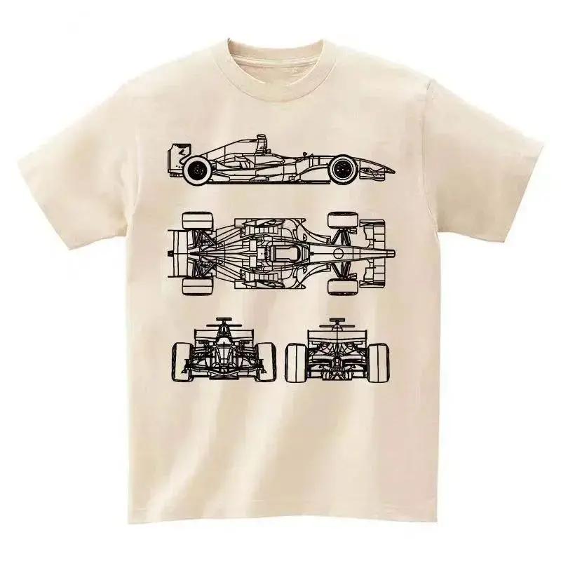 Men's T-Shirt Racing Car Printed Cotton Casual O-Neck Short Sleeve Men's Women's Streetwear Hip Hop Tee Oversize F1 Car Top Tee