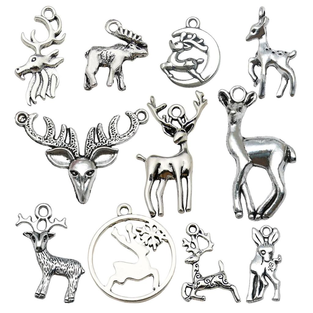 50-Piece Christmas Alloy Enamel Charms Set: Mixed Style DIY Pendants and Dangle Charms.