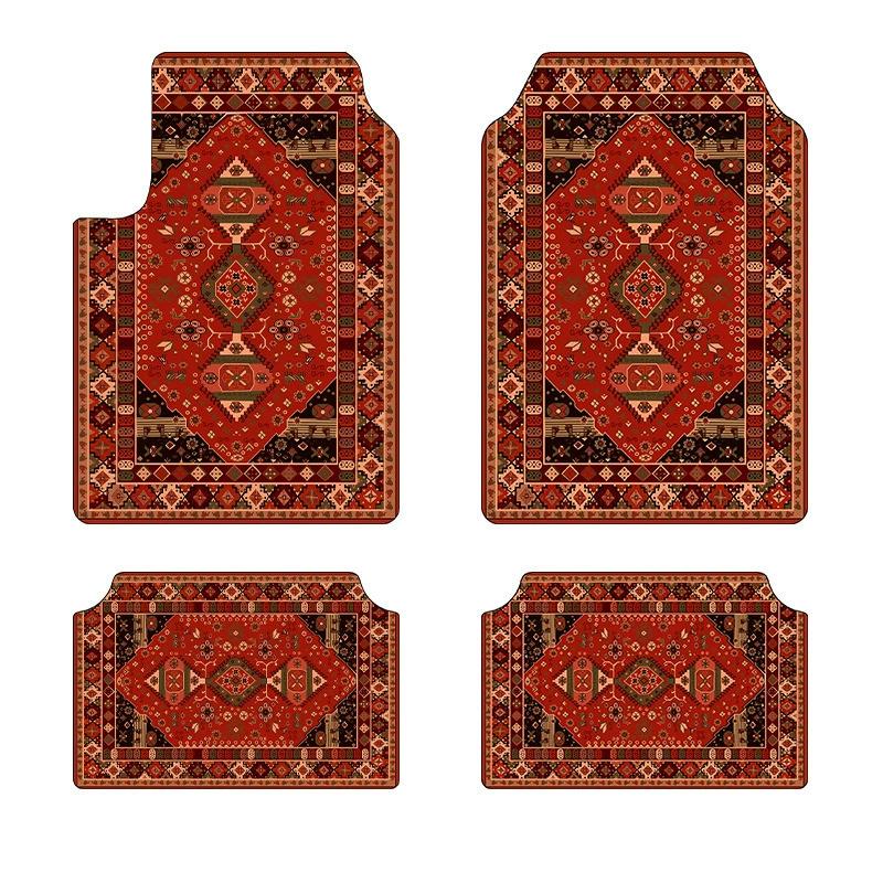 Vintage Persia Kilim Complete Car Foot Mat Machine Made Suede Anti-Skid PVC Bottom Wear Resistant Universal Car Interior Rug
