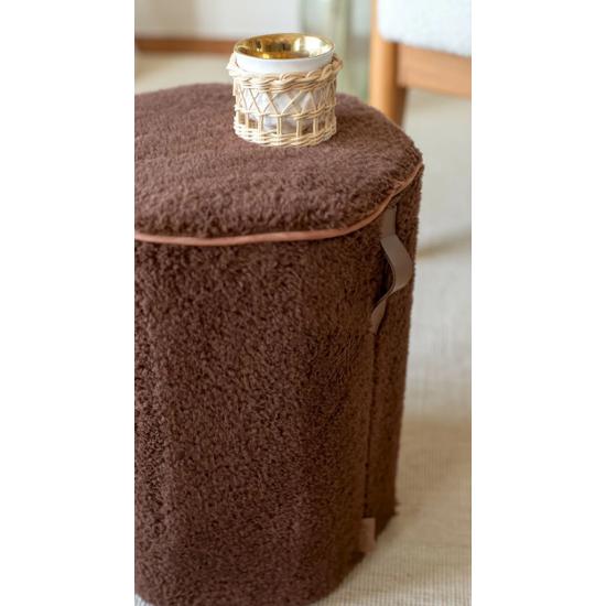 Пуф с моющейся крышкой Пуф для ног с диагональным цилиндром Журнальный столик Диван Табурет Kc Teddy Brown