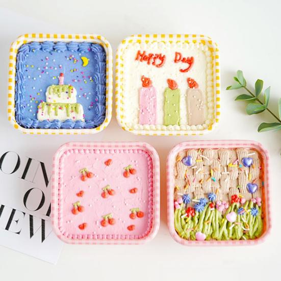10 шт. одноразовая коробка для торта с прозрачной крышкой, водонепроницаемая маслостойкая упаковка, квадратная милая клетчатая коробка для кондитерских изделий для кондитерской