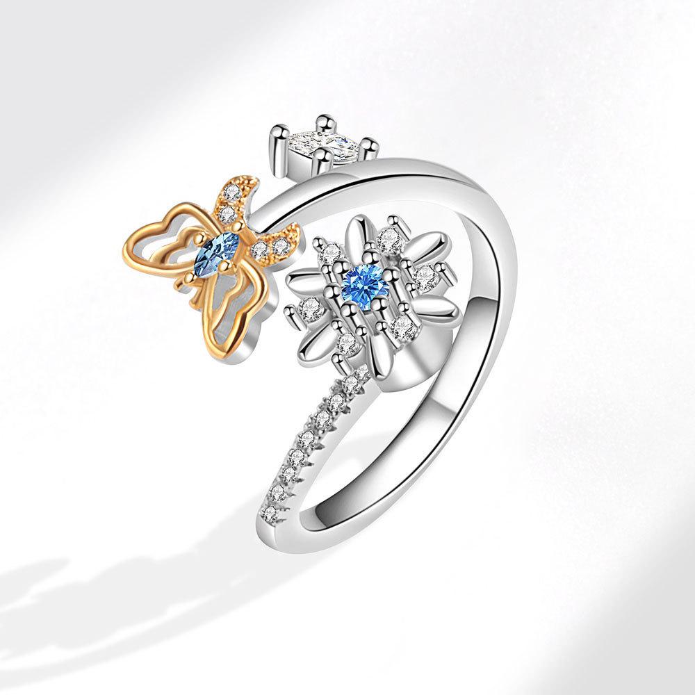 Rotatable Butterfly Open Ring For Women Adjustable Index Finger Ring Unique Personalized Fashion Jewelry Gift