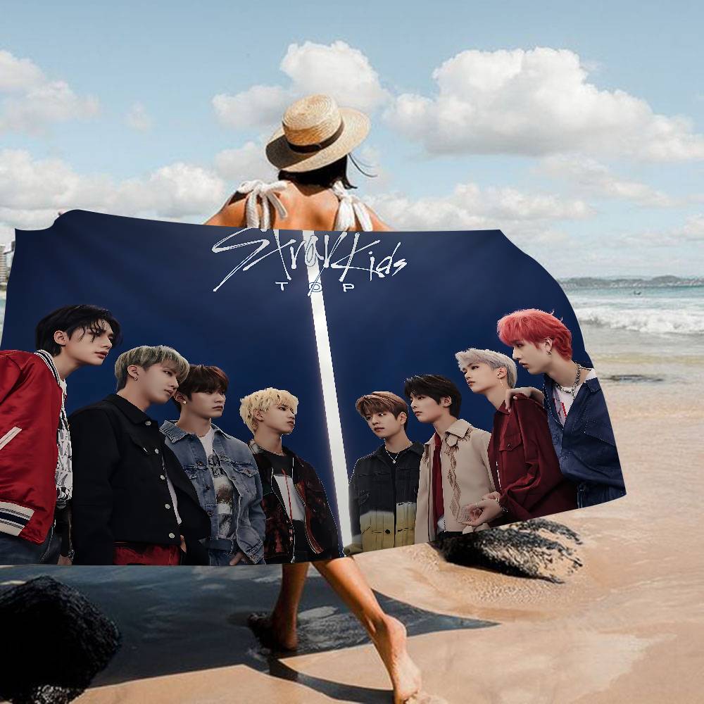 Kpop Star S-Stray Kids Anime Beach Swimming Towel Soft Absorbent Washcloth Children's Gifts For Kids Travel Camping Gym