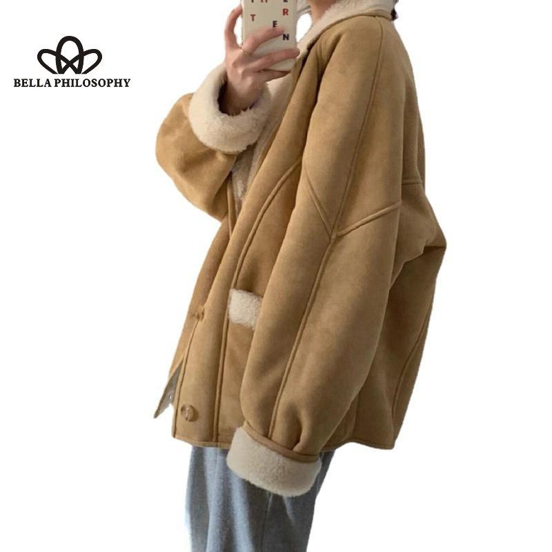 Женское пальто, толстое пальто, замшевое короткое пальто ягненка, зимнее новое утолщенное модное пальто ягненка