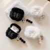 Плюшевые чехлы для наушников Airpods 4 Pro 3 2 1 с мультяшными ушками и бантом. Милый меховой чехол для Airpods Pro2. Защитный чехол с подвеской в виде сердца.