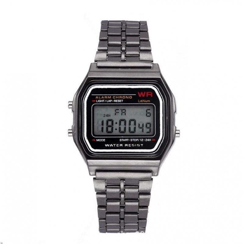 Ultra-thin LED Digital Wrist Watch Metal Strap Square Dial Fashionable Men Women