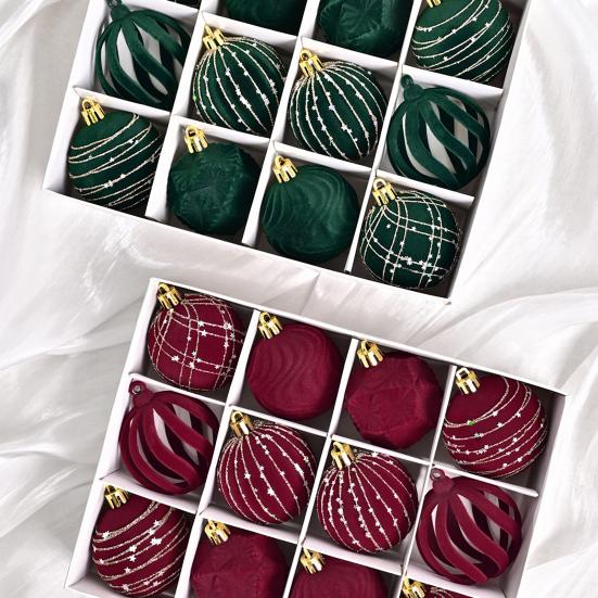 12 шт. Бархатные рождественские шары Декоративные пластиковые украшения Украшение для праздничной елки для Рождества, свадеб, вечеринок