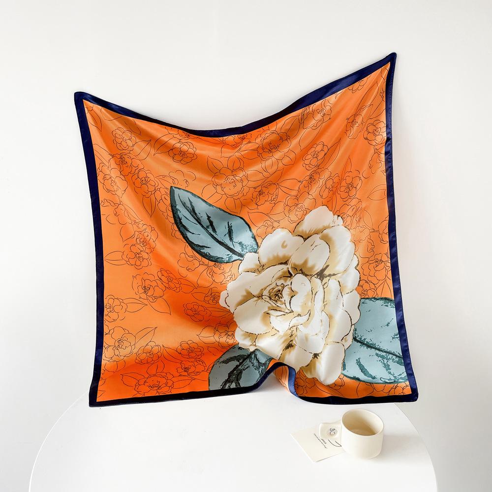 Satin Square Scarf 90cm Gift Silk Scarf Women'S Scarf Shawl Professional Elegant Scarf Sunscreen Scarf Shawl