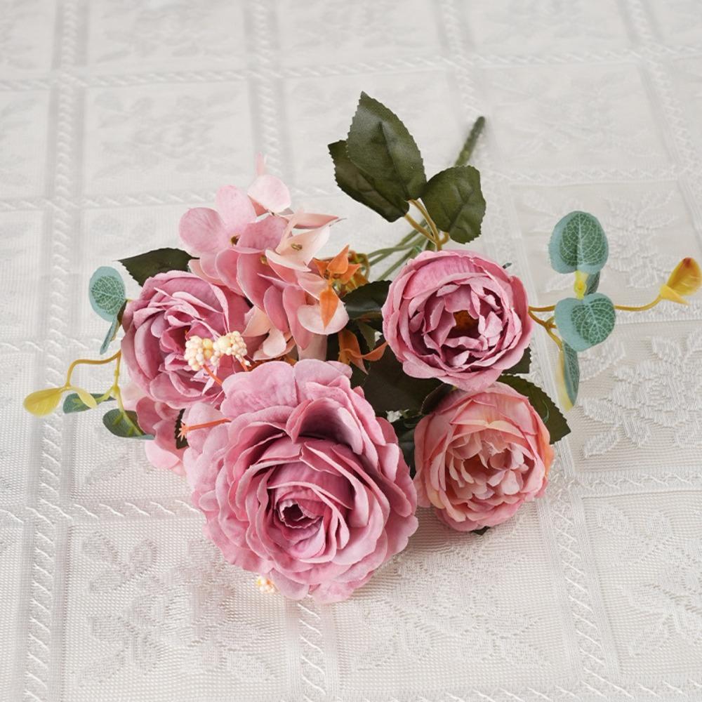 Роза Искусственные Пионы Цветы Ландшафтный Шелк Гортензия Модный Свадебный Букет Свадебные Композиции