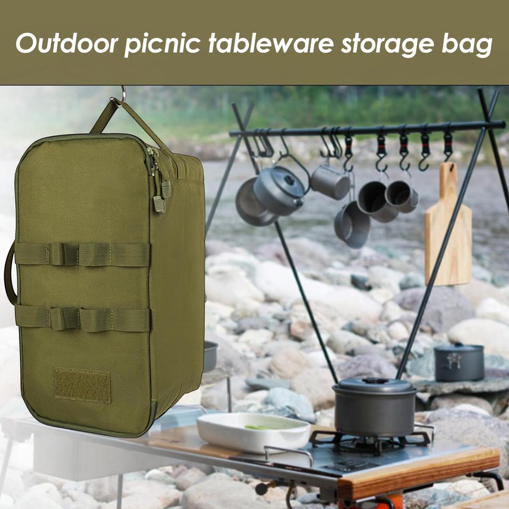 JANKOW Camping Storage Bag, Cookware Organizer, Utility Tote Bag with Shoulder Strap, Trunk Organizer for Camping, Travel, Picnics, and Garage Trunks,