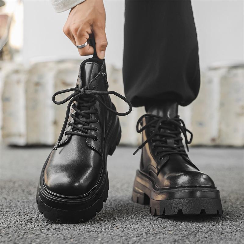 Ботинки Martin Boots с толстой подошвой, с высоким голенищем, в британском стиле, с высоким голенищем, мужские короткие ботинки с боковой молнией 30322-J