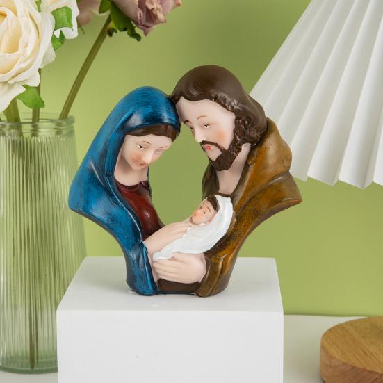 Статуэтка Святого Семейства Рождество Адвент Статуэтка из смолы Иосиф Дева Мария Иисус Рождение Иисуса Скульптура