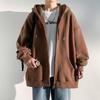 Men's Hooded Cardigan Sweatshirt - 2022 Autumn/Winter, Solid Color, Trendy Loose Fit, Sports Style, with Zipper.