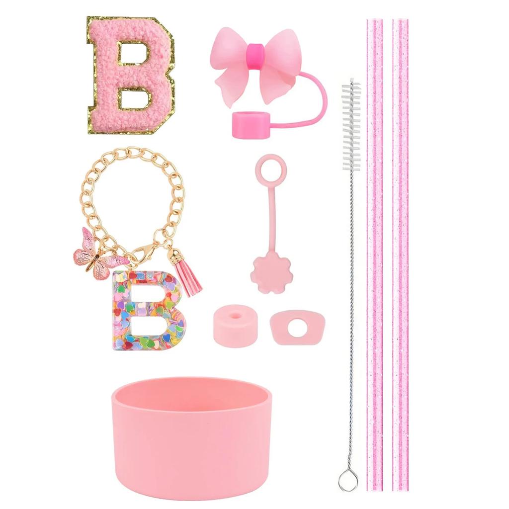 Набор из 10 аксессуаров для стакана Stanley 30 унций 40 унций: крышка для соломинки, крышка, чехол, стоппер от проливания, брелок с буквой, наклейка