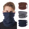 Men Scarf Winter Fleece Lining Solid Color Scarf with Adjustable Drawstring Thickened Velvet Warm Neck Gaiter