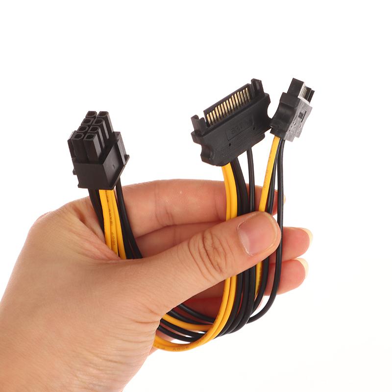 1 шт. Кабель питания Двойной 15-контактный SATA Папа к 8-контактному Папа PCI Express PCI-E Адаптер-разветвитель для видеокарты