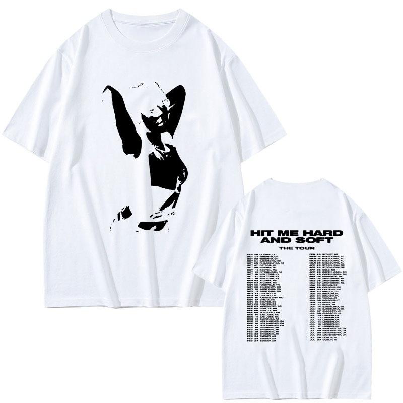 Футболка Hit Me Hard and Soft Tour 2025 Мужская Модная Повседневная Футболка Хлопковая с Коротким Рукавом Мужская Женская Хип-Хоп Оверсайз Футболки